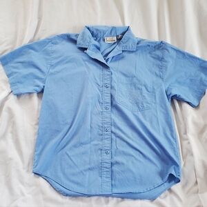 Linnay Button Vtg 1980's Button Down Short Sleeved Shirt, Sz 10, Embroidery